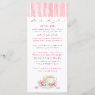Tarjetas de menú para baby shower de niña con tema