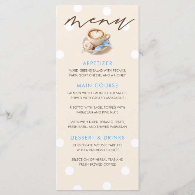 Tarjetas de menú para baby shower de niño con tema (Anverso)