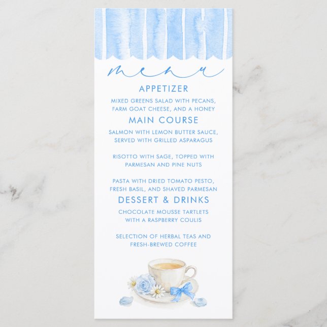 Tarjetas de menú para baby shower de niño con tema (Anverso)