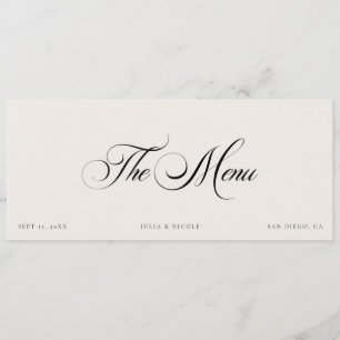 Tarjetas de menú para invitados de boda de marfil