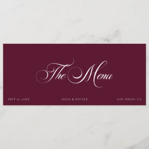 Tarjetas de menú para invitados de boda de marfil 