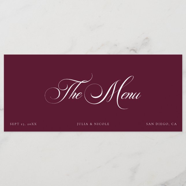 Tarjetas de menú para invitados de boda de marfil  (Anverso)
