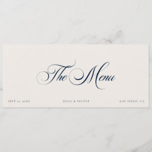 Tarjetas de menú para invitados de boda de marfil