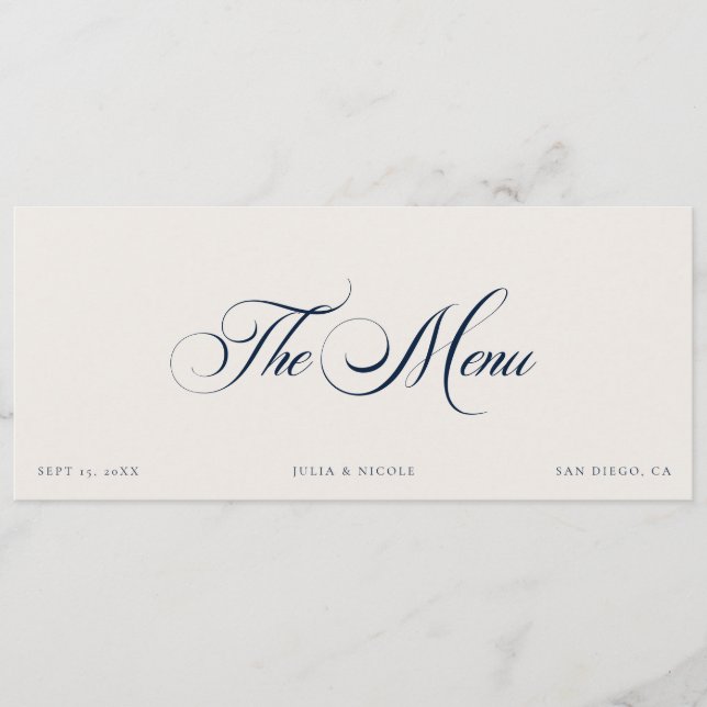 Tarjetas de menú para invitados de boda de marfil  (Anverso)
