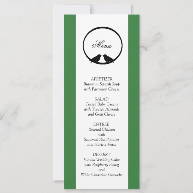 Tarjetas de menú para la recepción de boda de Love (Anverso)
