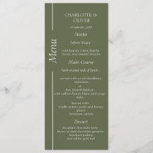 Tarjetas de menú para recepción de boda elegantes