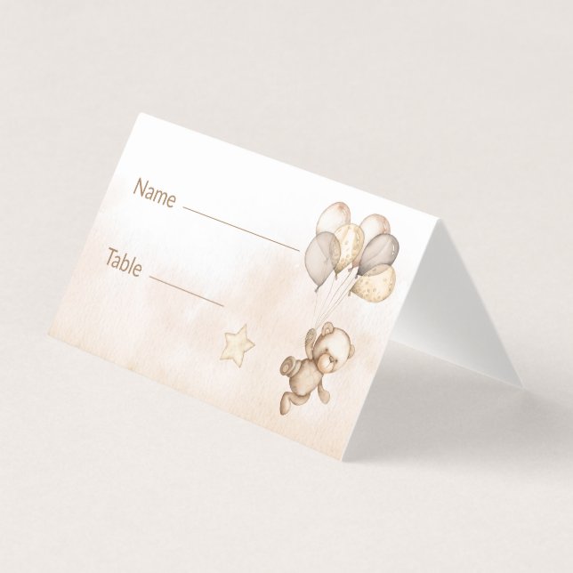 Tarjetas de mesa Baby Shower Bear (Anverso)