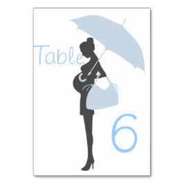 Tarjetas de mesa Baby Shower de la silueta azul