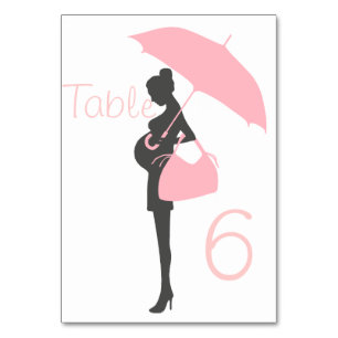 Tarjetas de mesa Baby Shower de silueta rosa
