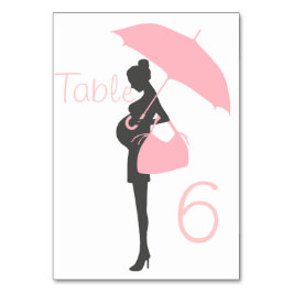 Tarjetas de mesa Baby Shower de silueta rosa