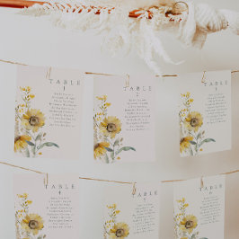 Tarjetas de mesa Boda Boda de girasol