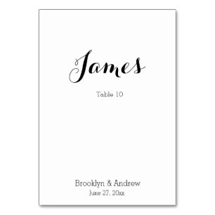 Tarjetas de mesa Boda de color blanco sencillo Col