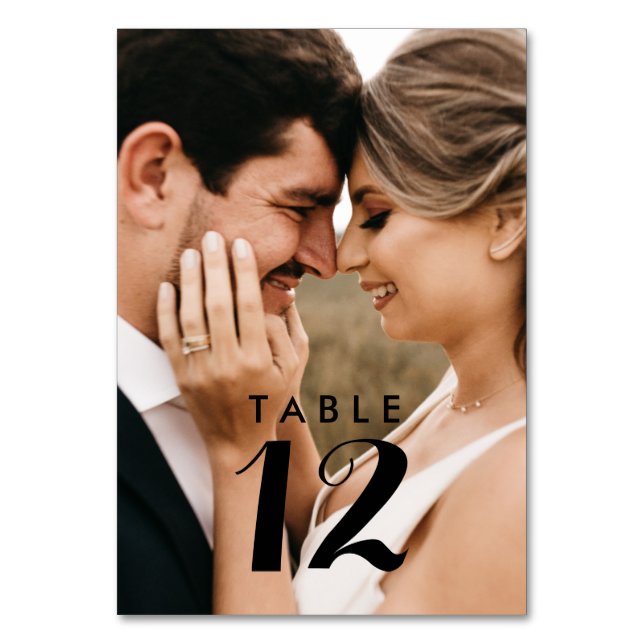 Tarjetas de mesa Boda de fotografía elegante y mod (Anverso)