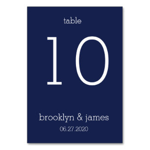 Tarjetas de mesa Boda moderno azul de la Marina