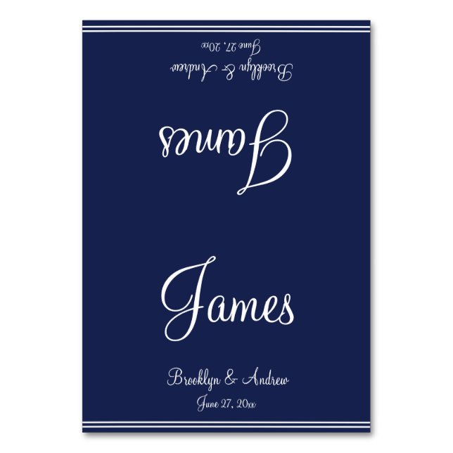 Tarjetas de mesa Boda Náutico Azul (Anverso)