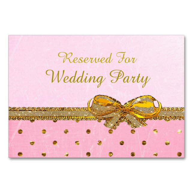 Tarjetas de mesa Boda o Fiesta rosa y dorado (Anverso)