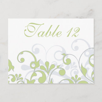 Tarjetas de mesa Bodas verdes, grises y blancas