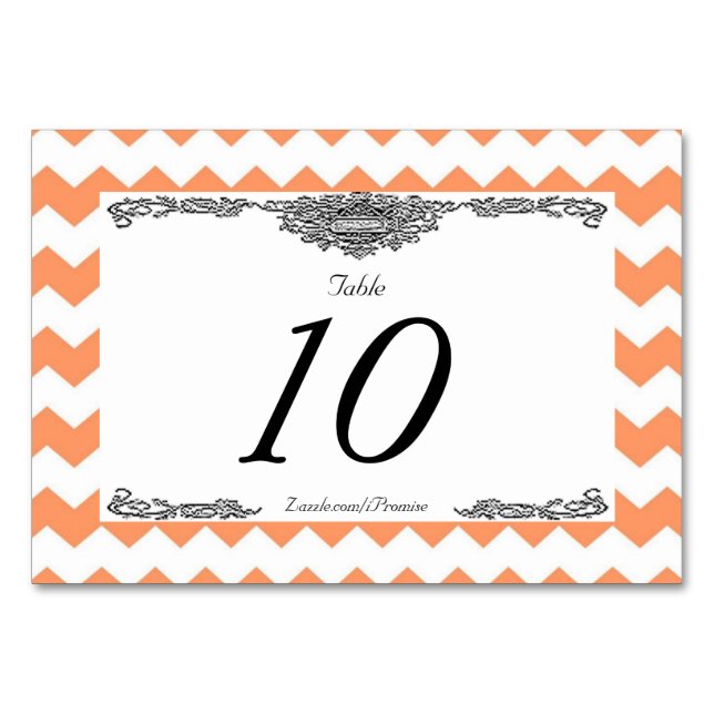 Tarjetas de mesa con Chevron de mandarina (Anverso)