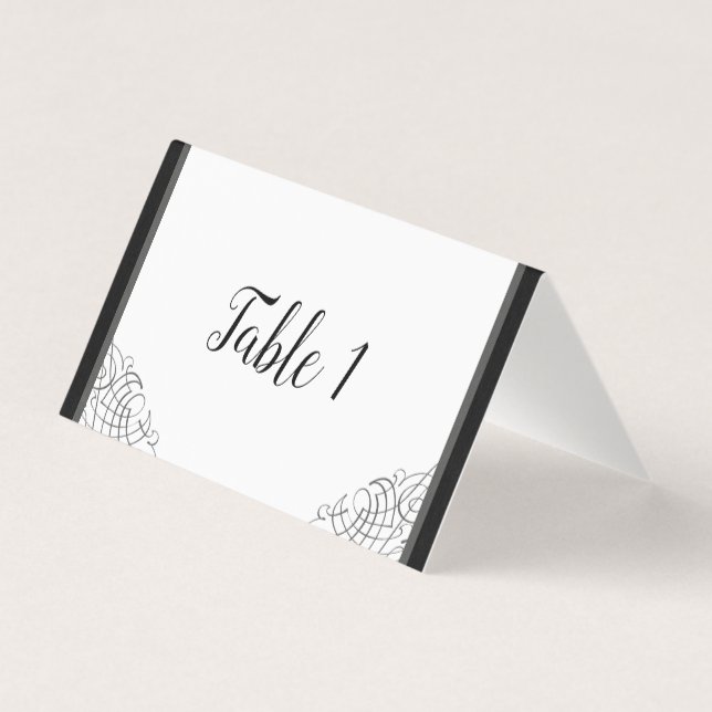 Tarjetas de mesa con marco vintage negro (Reverso)