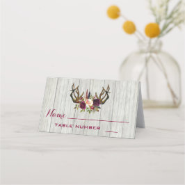 Tarjetas de mesa con mesa de flores rusticas de bo