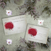 Tarjetas de mesa de árbol de hoja de corazón rojo
