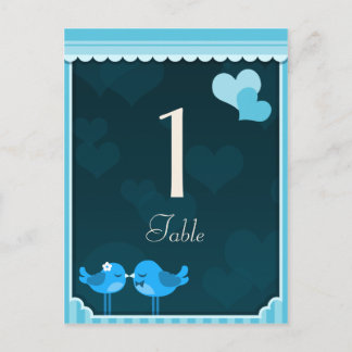 Tarjetas de mesa de Aves de Amor verde azuladas 1