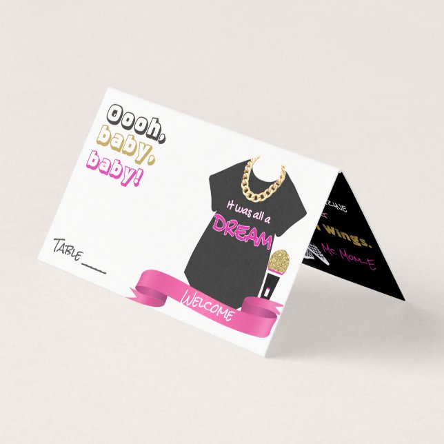 Tarjetas de mesa de Baby Shower {Chica} Hip Hop de (Anverso)