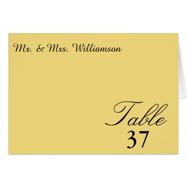 Tarjetas de mesa de Boda amarillo anaranjado y mel (Anverso (Horizontal))
