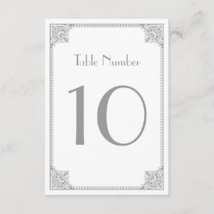 Tarjetas de mesa de boda Art Déco de plata