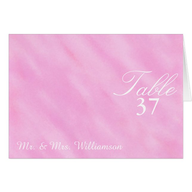 Tarjetas de Mesa de Boda con Acuarela Rosa Sonroja (Anverso (Horizontal))