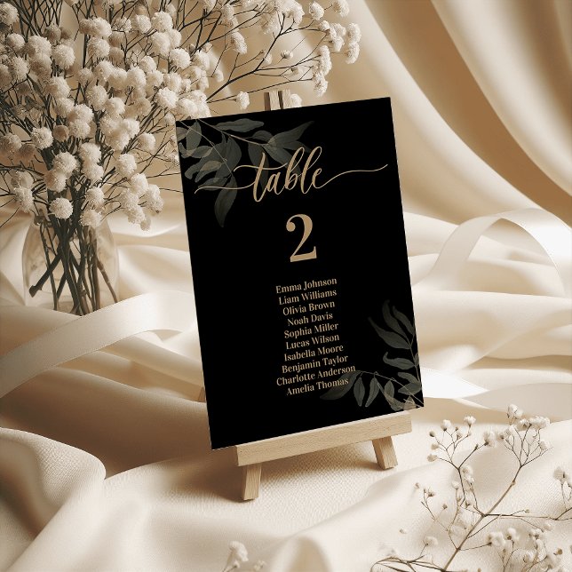 Tarjetas de mesa de boda con hoja de oro verde esm (Gold Leaf Wedding Table Cards Emerald Green)