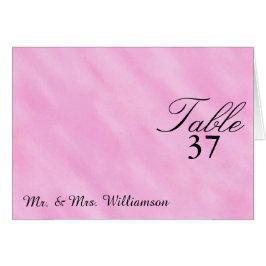 Tarjetas de mesa de boda con toque rosado