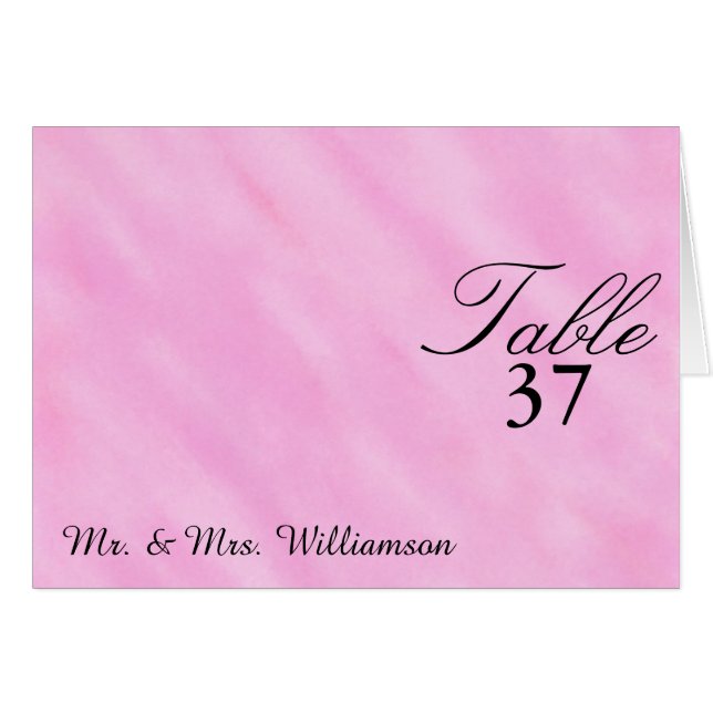 Tarjetas de mesa de boda con toque rosado (Anverso (Horizontal))