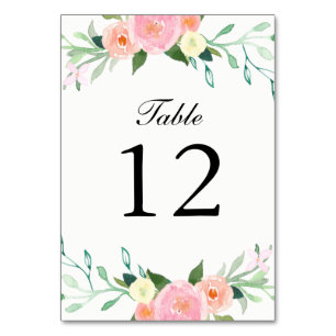 Tarjetas de mesa de Boda de acuarela de flores sil