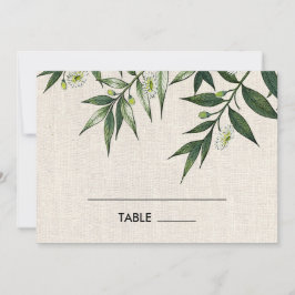 Tarjetas de mesa de Boda de Burlap Botánico Verde