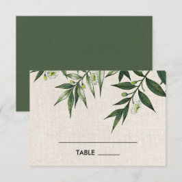 Tarjetas de mesa de Boda de Burlap Botánico Verde