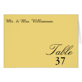 Tarjetas de mesa de boda de corazón suave amarillo