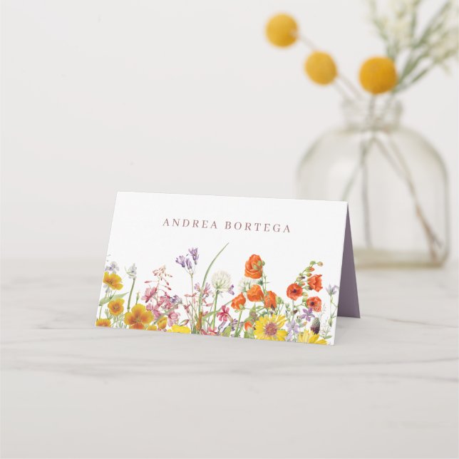 Tarjetas de mesa de Boda de flores silvestres (Anverso)