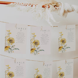 Tarjetas de mesa de Boda de girasol floral acuátic