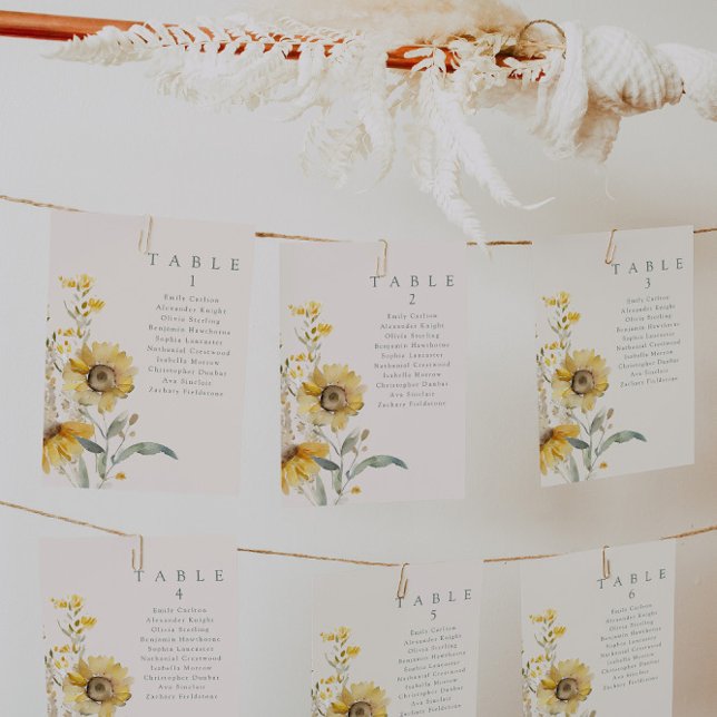 Tarjetas de mesa de Boda de girasol floral acuátic (Subido por el creador)