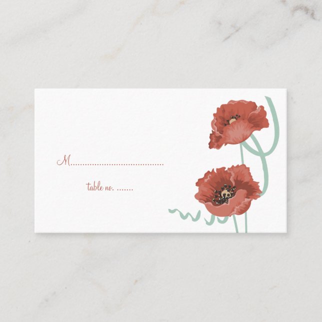 Tarjetas de mesa de Boda de Peonies Rojos (Anverso)