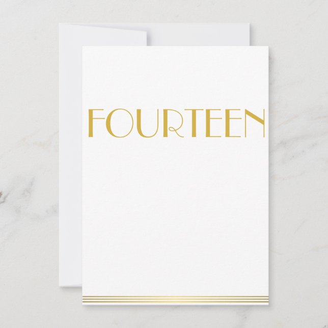 Tarjetas de mesa de boda El Gran Gatsby doradas ca (Anverso)