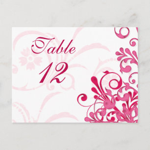 Tarjetas de mesa de Boda floral rosa y blanca