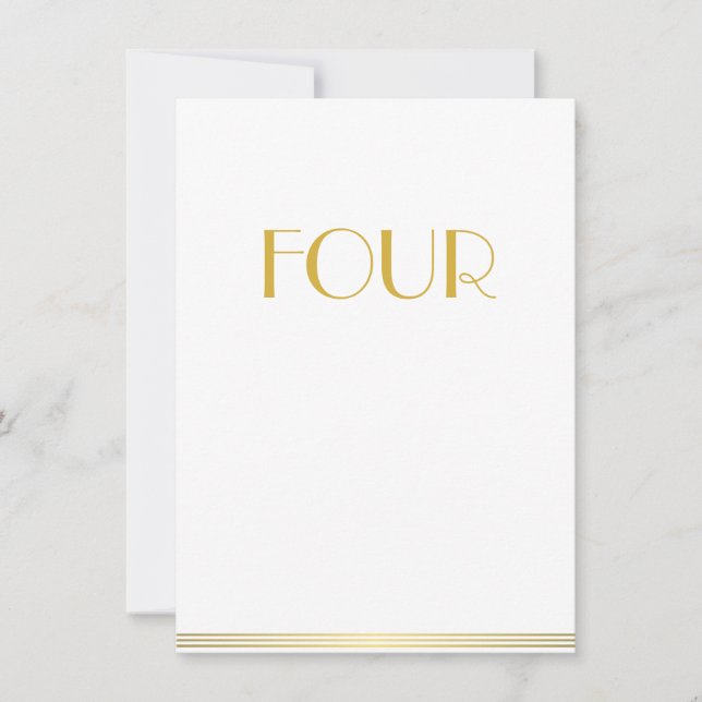 Tarjetas de mesa de boda Gold White Great Gatsby C (Anverso)