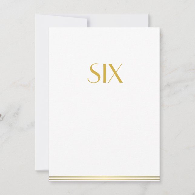 Tarjetas de mesa de Boda Gold White Great Gatsby S (Anverso)