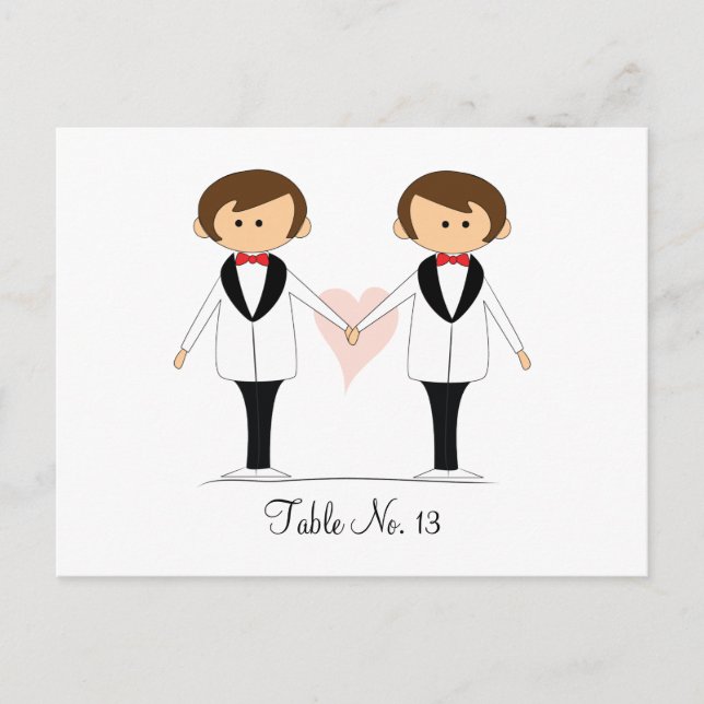 Tarjetas de mesa de Boda Groom y Groom (Anverso)
