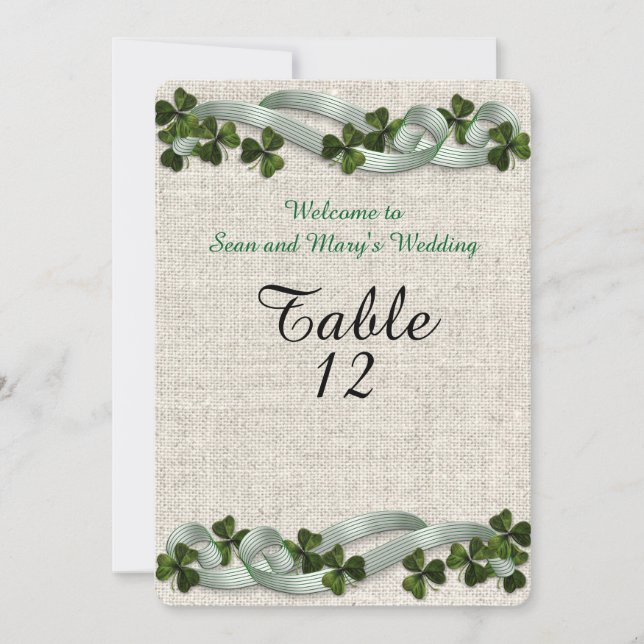 tarjetas de mesa de boda irlandesa lino elegante (Anverso)