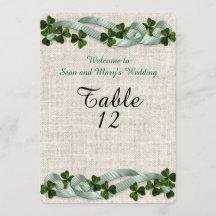 tarjetas de mesa de boda irlandesa lino elegantes