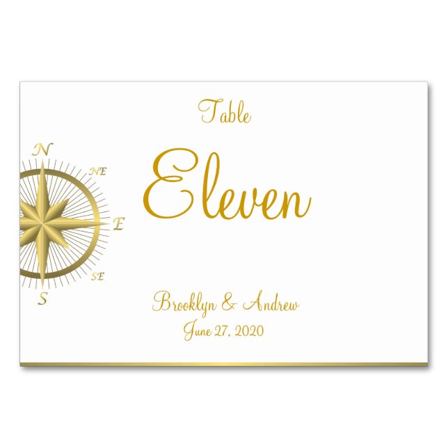 Tarjetas de mesa de Boda náutico blanco (Anverso)