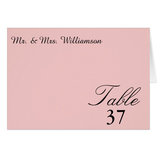 Tarjetas de mesa de Boda Pastel Rosa (Anverso (Horizontal))